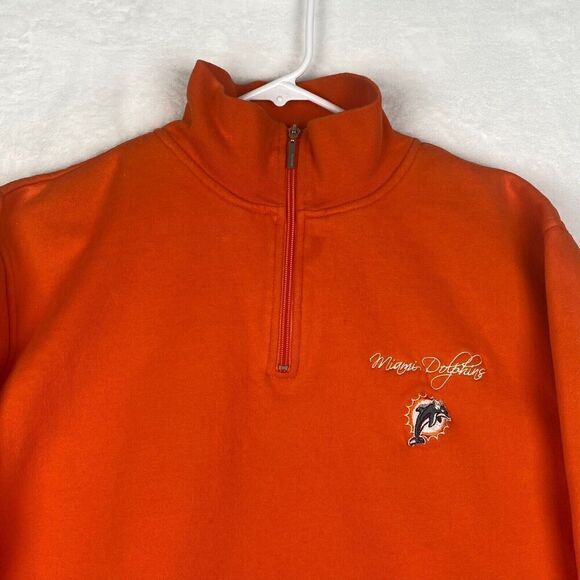 Vintage Reebok Miami Dolphins Sweater Mens Large Orange Pullover Sweatshirt - Picture 2 of 12